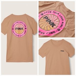 🧡NeW💛 VICTORIA'S SECRET VS PINK CAMPUS NEON BLING T-SHIRT Tee LARGE L